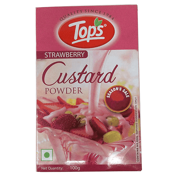 tops custard powder strawberry 130 gm
