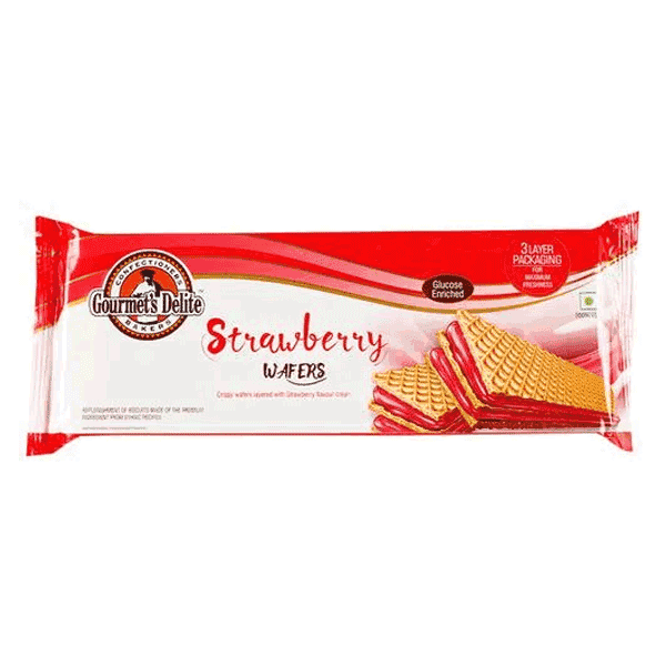 gourmet's delite strawberry wafers 130 gm