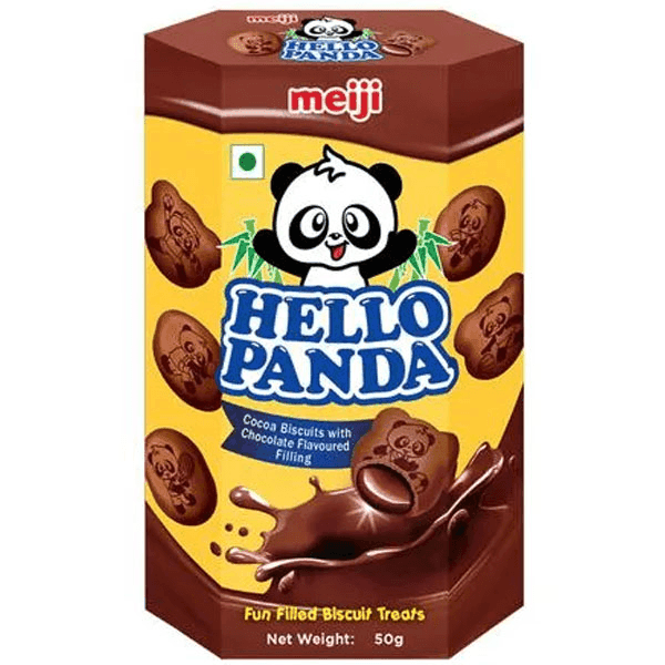 meiji hello panda cocoa chocolate cream filled biscuits 50 gm 