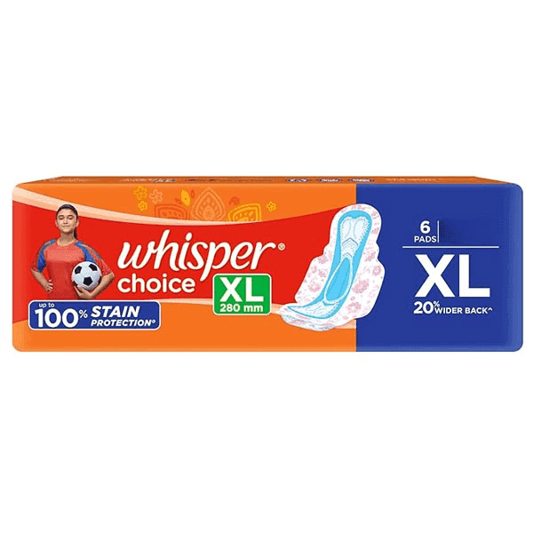 whisper choice sanitary pads (xl) 6 pads