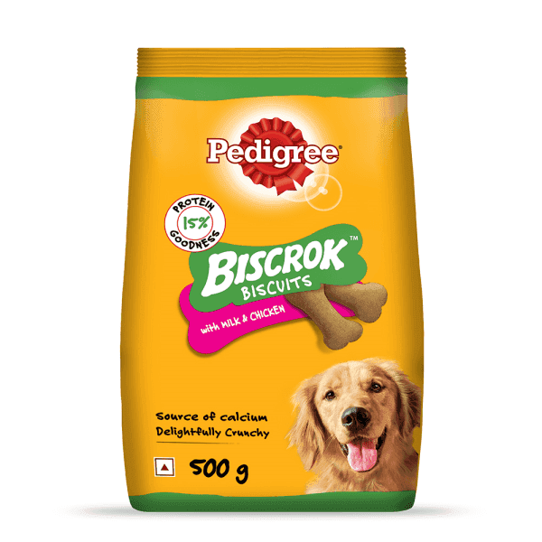 pedigree biscrok biscuits with milk & chicken 500 gm
