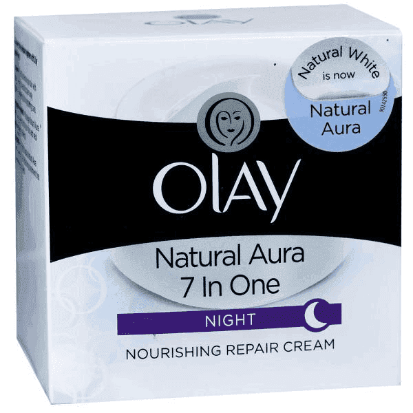 olay natural aura 7 in one night nourishing repair cream 50 gm