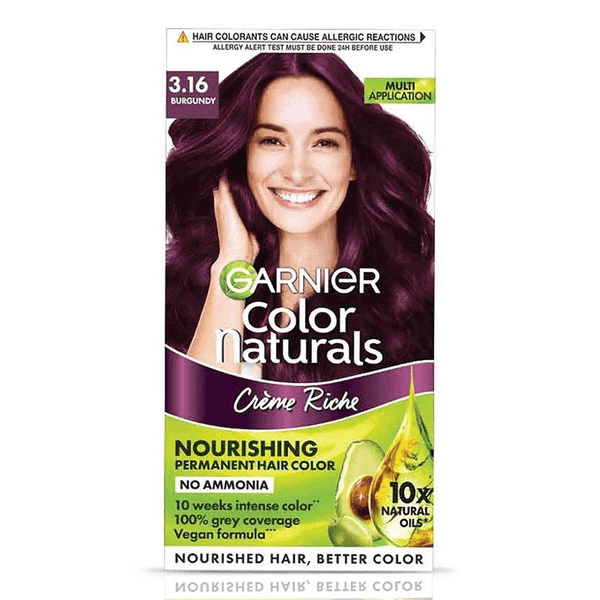 garnier color naturals creme riche hair color no.3.16 burgundy 70 ml + 60 gm 