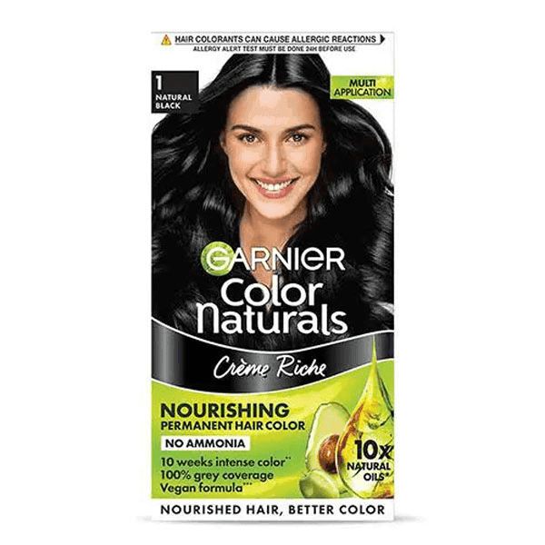garnier color naturals creme riche hair color no.1 natural black 70 ml + 60 gm 
