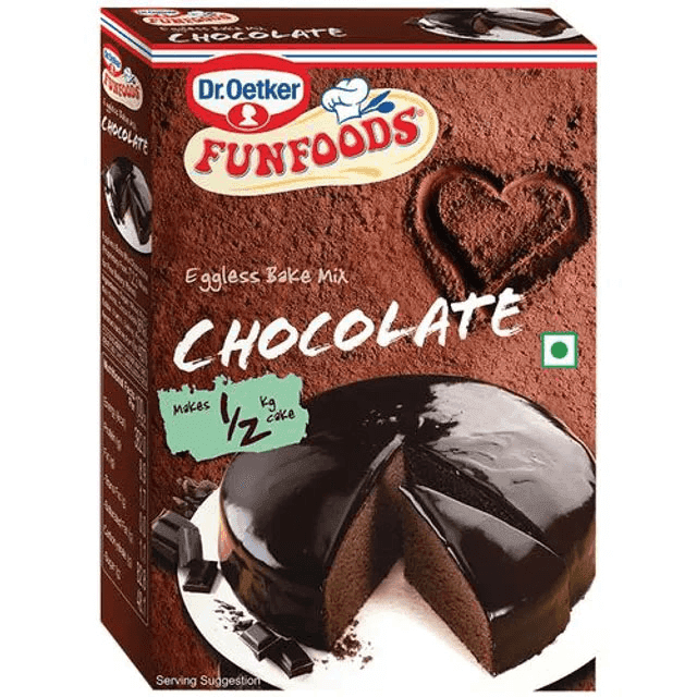 funfoods eggless bake mix chocolate 250 gm