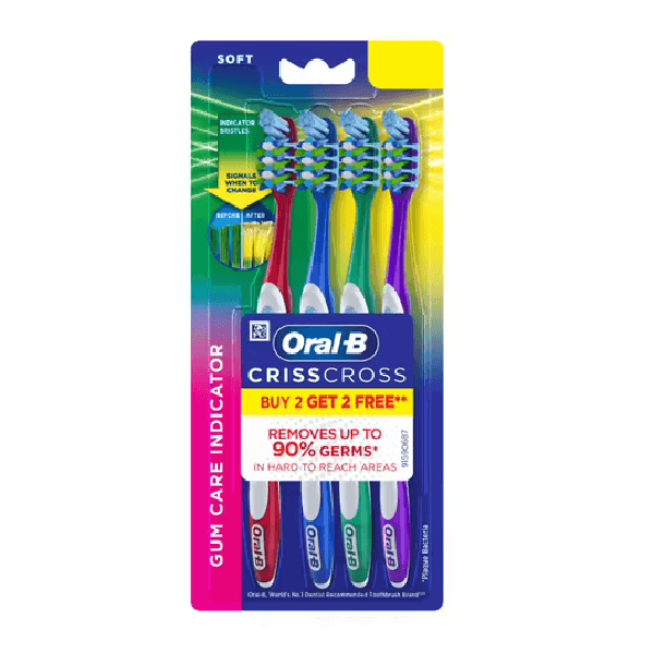 oral-b crisscross gum care indicator tooth brush (soft) (buy 2 get 2 free)