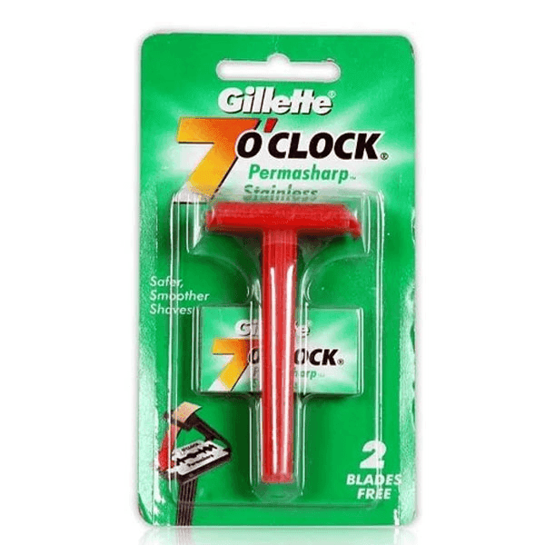 gillette 7 o'clock permasharp stainless 1 razor 2 blades
