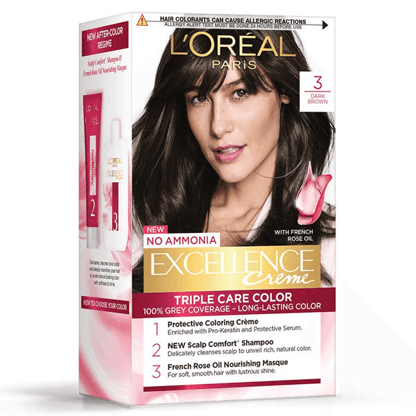 l'oreal paris excellence creme hair color no.3 dark brown 100 gm + 72 ml