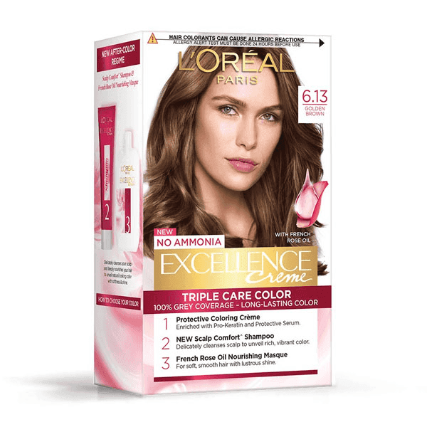 l'oreal paris excellence creme hair color no.6.13 golden brown 100 gm + 72 ml