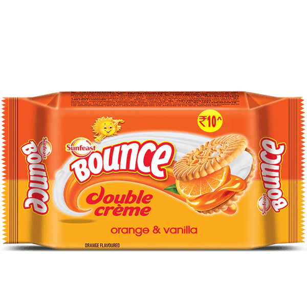 sunfeast bounce double creme orange & vanilla biscuits 66 gm