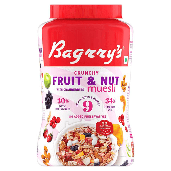 bagrry's fruit & nut with cranberries crunchy muesli 1 kg (jar)