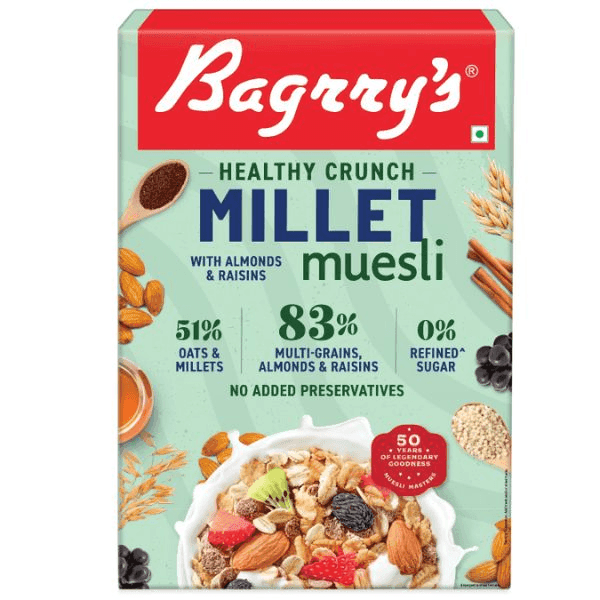 bagrry's millet with almonds & raisins muesli 500 gm (box)