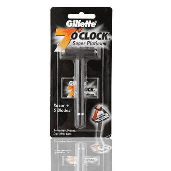 gillette 7 o'clock super platinum 1 razor + 2 blades