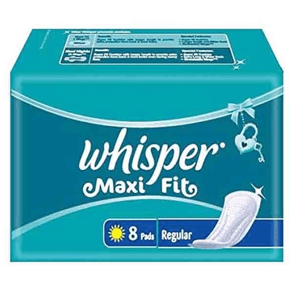 whisper maxi fit sanitary pads (regular) 8 pads 