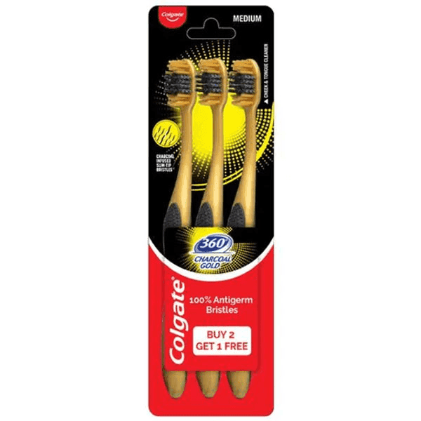 colgate 360° charcoal gold tooth brush (soft) 3 pcs