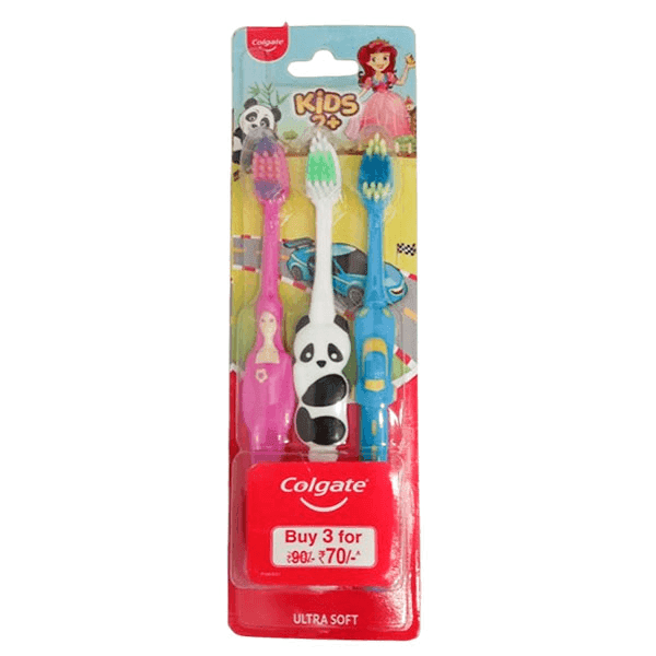 colgate kids 2+ years tooth brush (ultra soft) 3 pcs