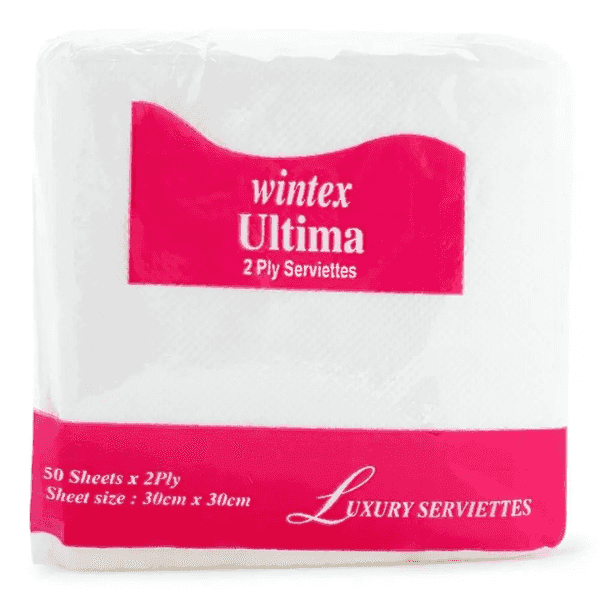 wintex ultima 2 ply luxury serviettes tissue paper 30*30 cm 50 sheets*2 ply 1 pack