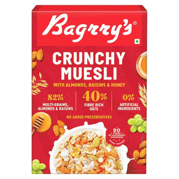 bagrry's almonds,raisins & honey crunchy muesli 500 gm (box)