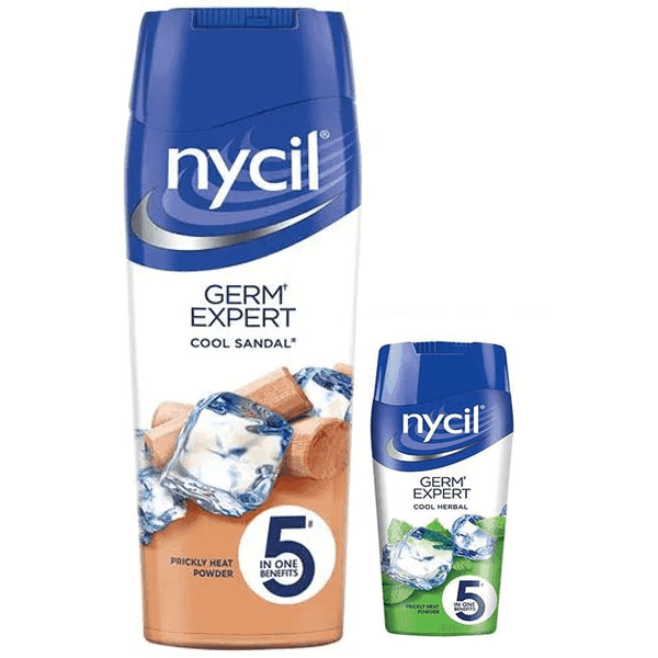 nycil germ expert cool sandal prickly heat powder 150 gm 