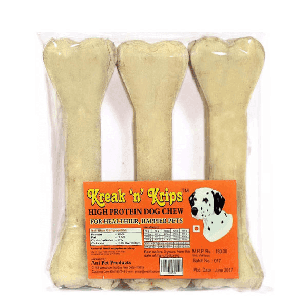 kreak 'n' krips high protein dog chew bone 3 pcs (medium)