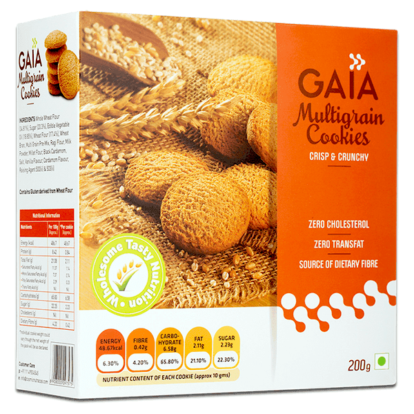 gaia multigrain cookies 200 gm
