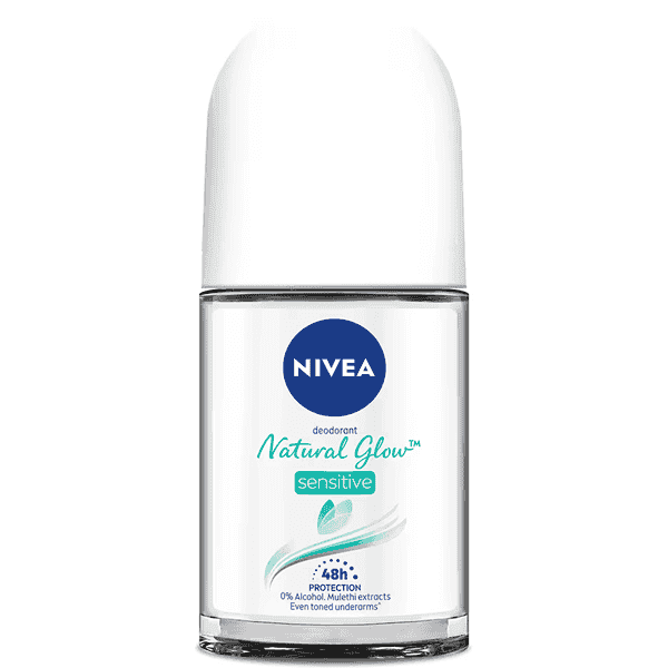 nivea natural glow sensitive deodorant roll on 50 ml