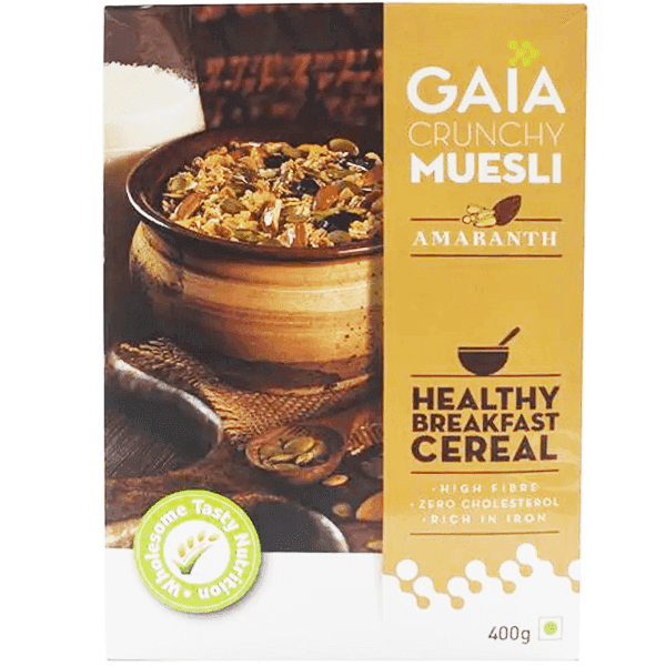 gaia crunchy muesli amaranth 400 gm