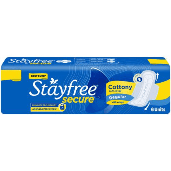 stayfree secure cottony soft cover regular sanitary pads 6 pads
