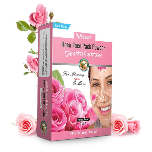 vedsun rose face pack powder 100 gm