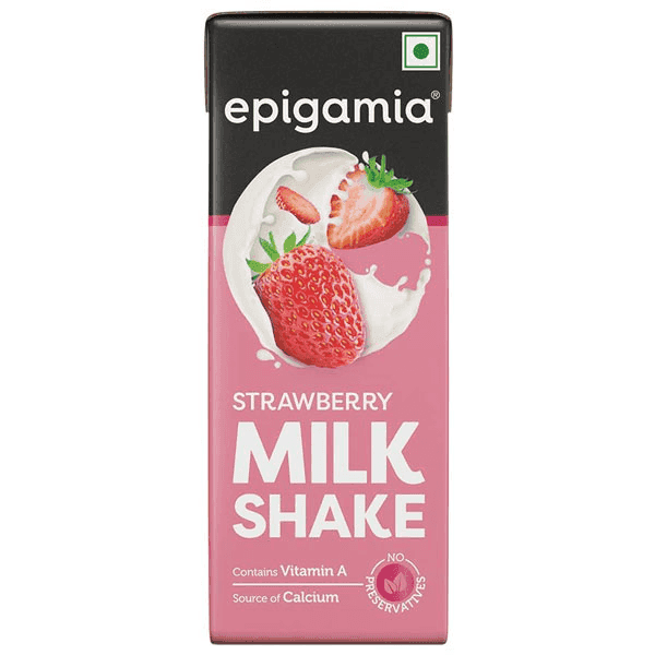 epigamia strawberry milkshake 180 ml (tetra pack)