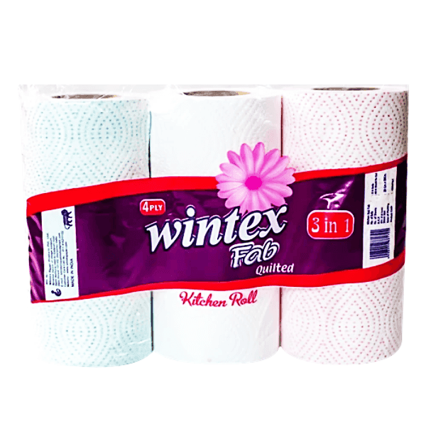 wintex fab quilted 4 ply 3-in-1 kitchen roll 20*20 cm 60 sheets*3 rolls