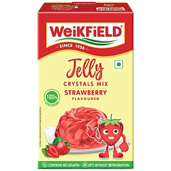 weikfield jelly crystals mix strawberry flavoured 90 gm