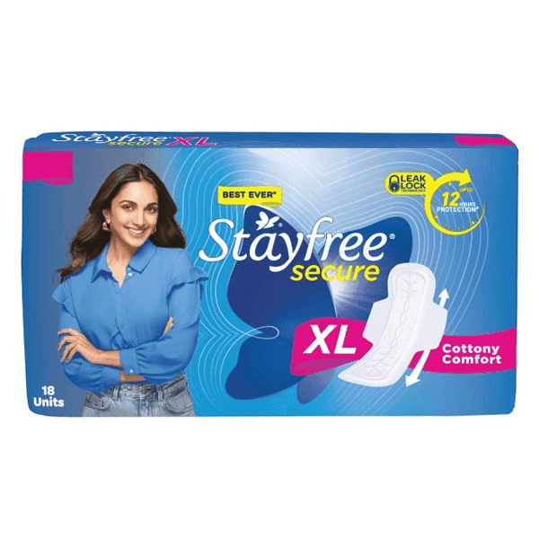 stayfree secure cottony comfort sanitary pads (xl) 18 pads