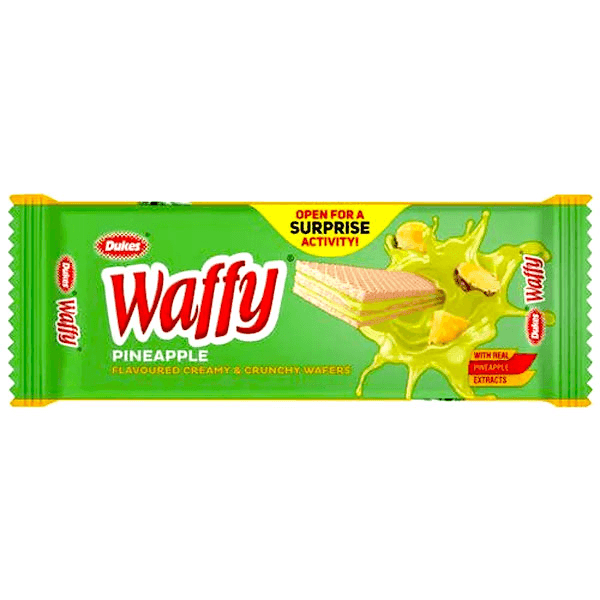 dukes waffy pineapple flavoured creamy & crunchy wafers 60 gm