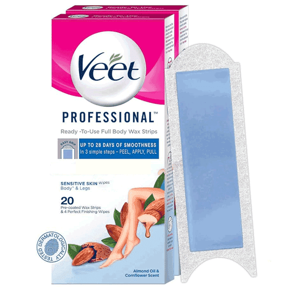 veet professional sensitive skin hair removal wax strips 20 strips