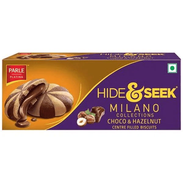parle hide & seek milano choco & hazelnut centre filled biscuits 60 gm