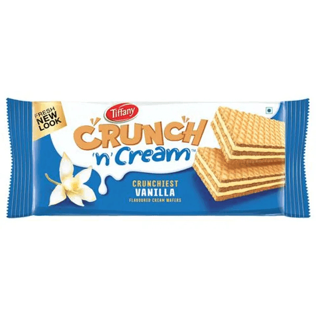 tiffany crunch 'n' cream crunchiest vanilla flavoured cream wafers 135 gm