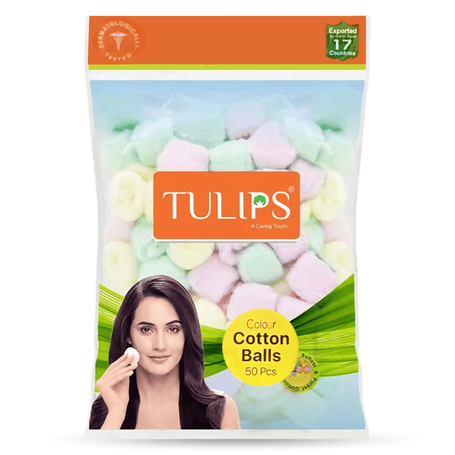 tulips colour cotton balls 50 pcs