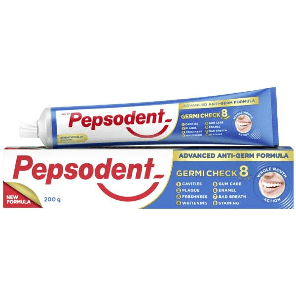 pepsodent germi check 8 actions advanced anti-germ formula tooth paste 200 gm