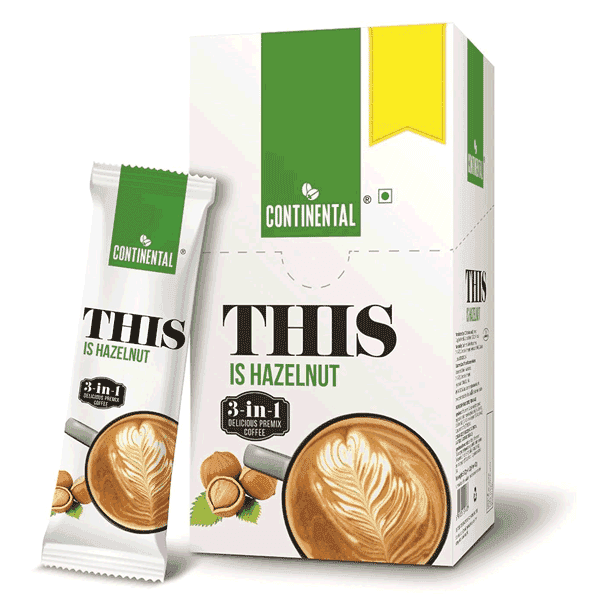 continental this is hazelnut 3-in-1 delicious premix coffee 6 sachets*22 gm