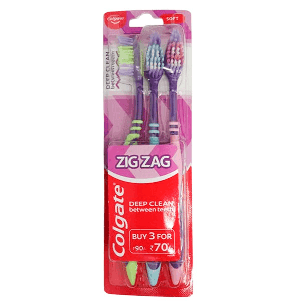 colgate zig zag deep clean tooth brush (soft) 3 pcs