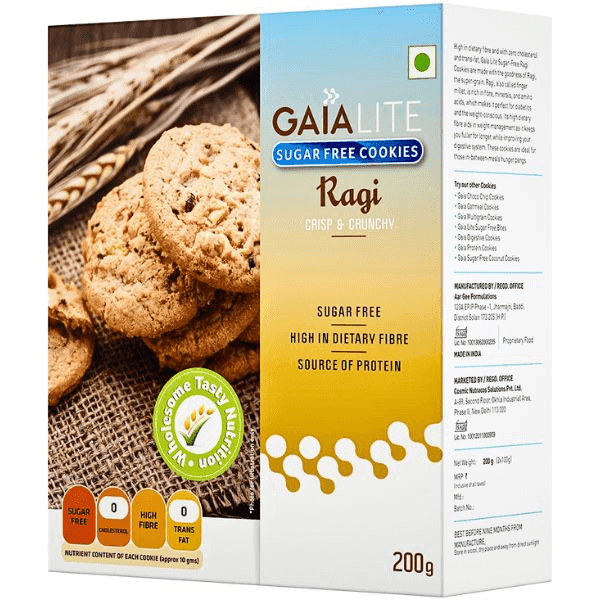 gaia lite ragi sugar free cookies 200 gm