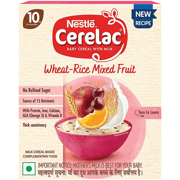 nestle cerelac wheat-rice mixed fruit 300 gm (10 to 24 months)