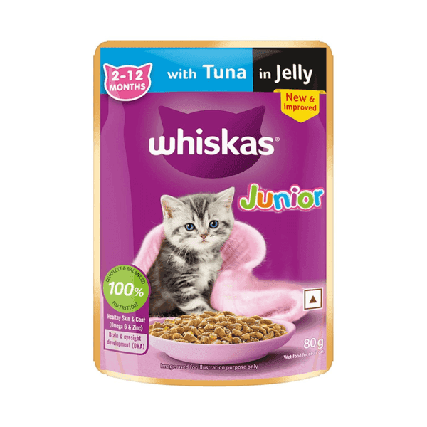 whiskas junior (2-12 months) tuna in jelly cat food 80 gm