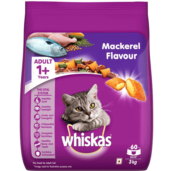 whiskas adult (1+ years) mackerel flavour cat food 3 kg