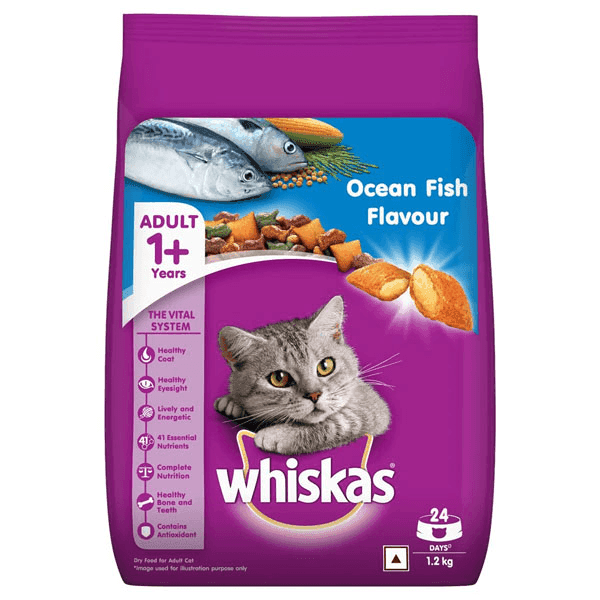 whiskas adult (1+ years) ocean fish flavour cat food 1.2 kg