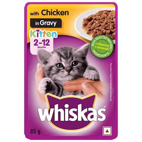 whiskas junior (2-12 months) chicken in gravy cat food 80 gm