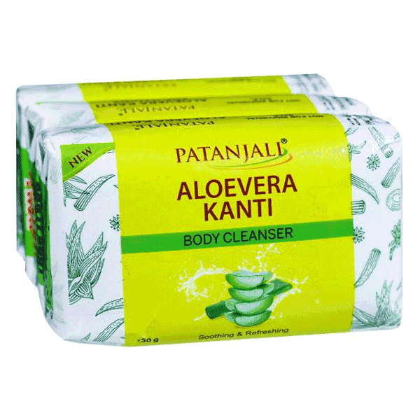 patanjali aloevera kanti body cleanser (soap) 3*150 gm