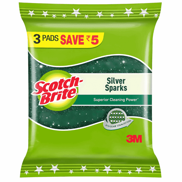 scotch brite silver sparks scrub pad 3 unit
