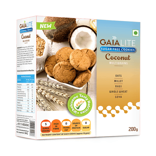 gaia lite coconut sugar free cookies 200 gm